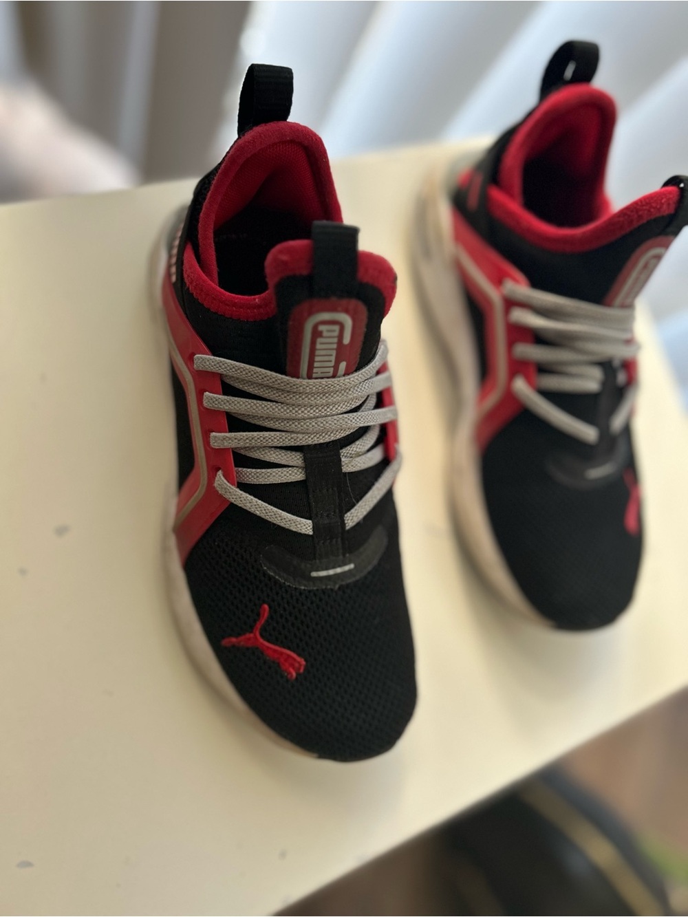 Puma Kids Black and Red Lightweight Sneakers